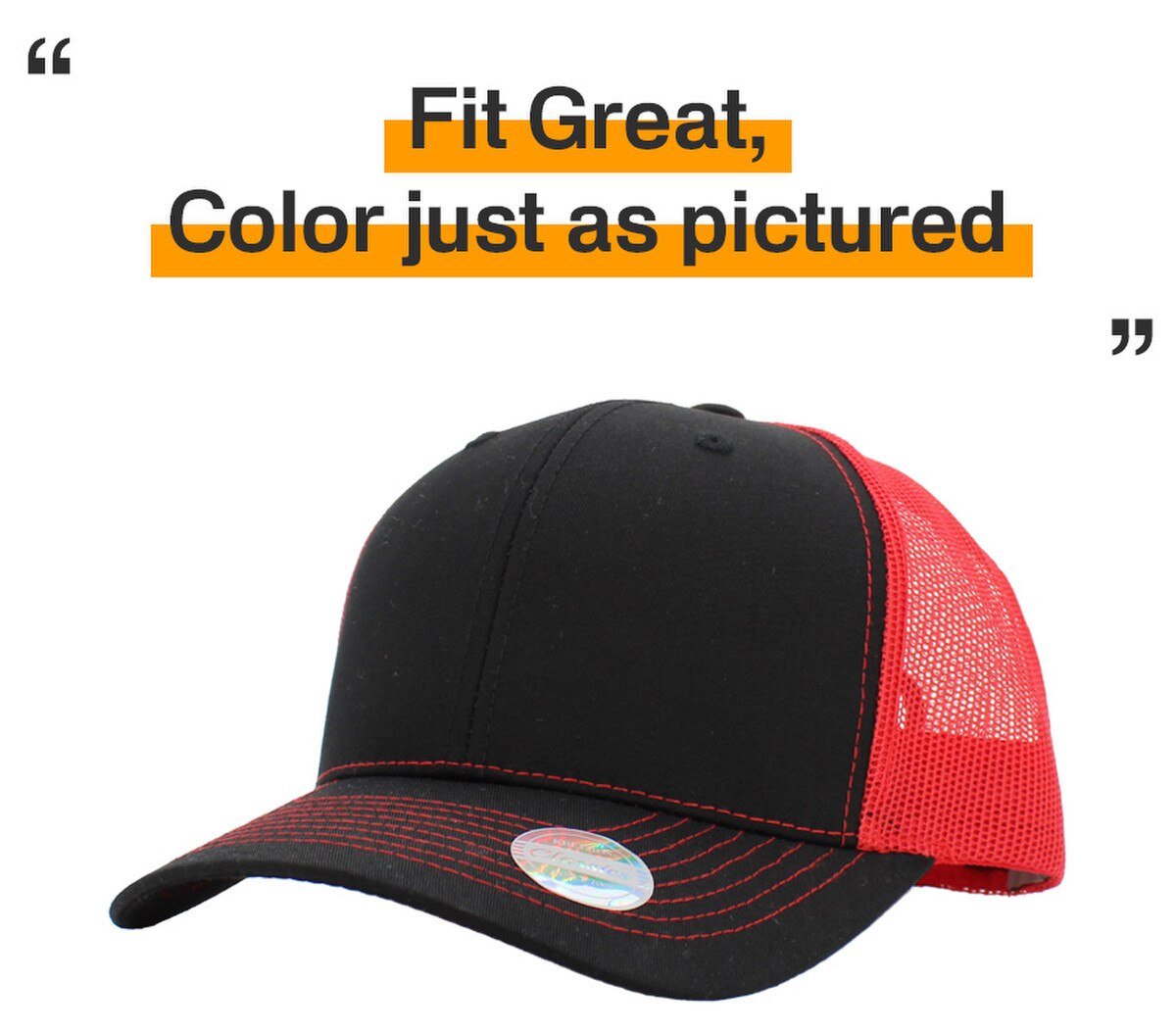 Black Red Two Tone Classic 6 Panel Trucker Mesh Snapback Side View Fit Great